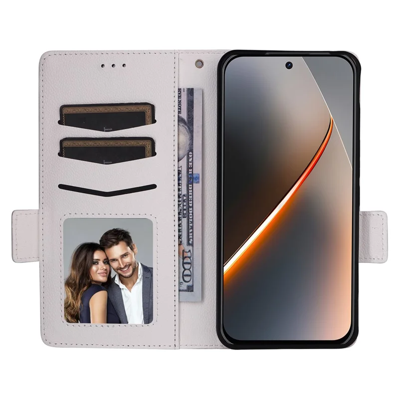 For ZTE nubia Neo 5 Pro 5G Case Litchi Texture Wallet Leather Phone Cover with Wrist Strap - White