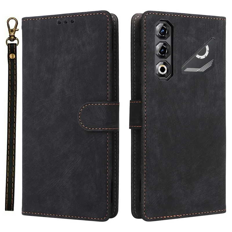 Capa Carteira para ZTE nubia Neo 5 Pro 5G com Bloqueio RFID, Capa de Couro PU com Suporte e Alça - Preto