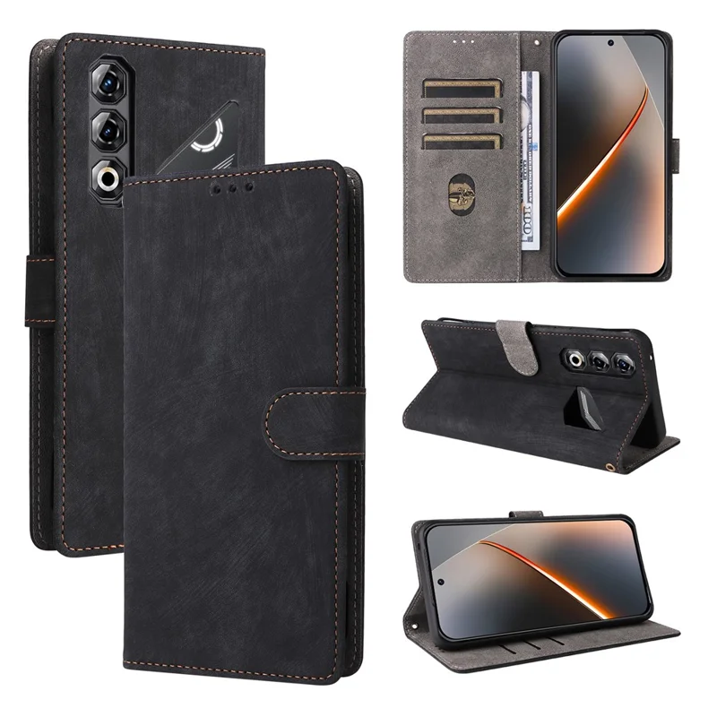 Capa Carteira para ZTE nubia Neo 5 Pro 5G com Bloqueio RFID, Capa de Couro PU com Suporte e Alça - Preto