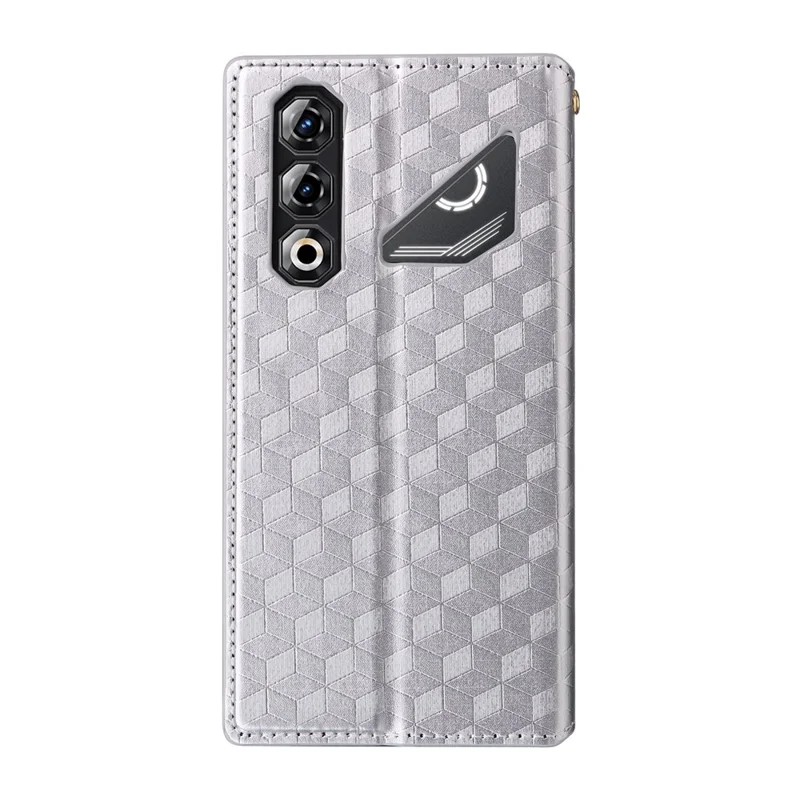 For ZTE nubia Neo 5 Pro 5G Case Wallet Rhombus Imprinted PU Leather Phone Cover - Silver