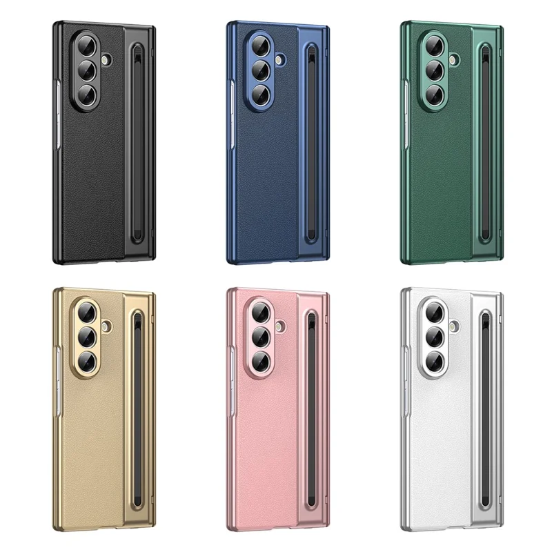 Cover per Samsung Galaxy Z Fold8 in pelle opaca con placcatura elettrolitica + cover in PC con pellicola schermo/stilo - Nero