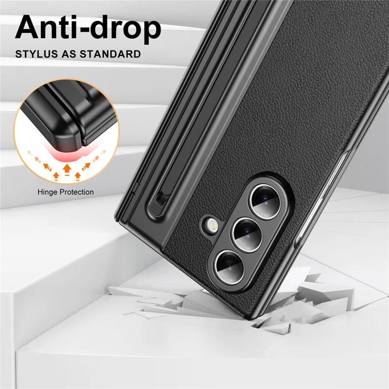 Cover per Samsung Galaxy Z Fold8 in pelle opaca con placcatura elettrolitica + cover in PC con pellicola schermo/stilo - Nero