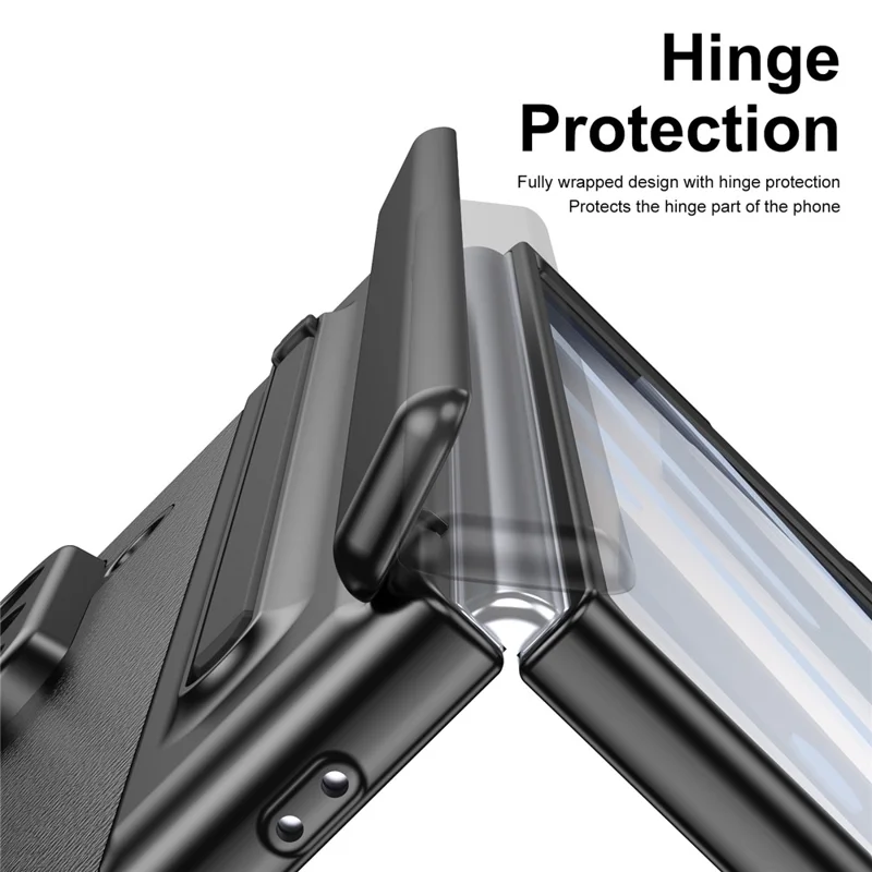 Cover per Samsung Galaxy Z Fold8 in pelle opaca con placcatura elettrolitica + cover in PC con pellicola schermo/stilo - Nero