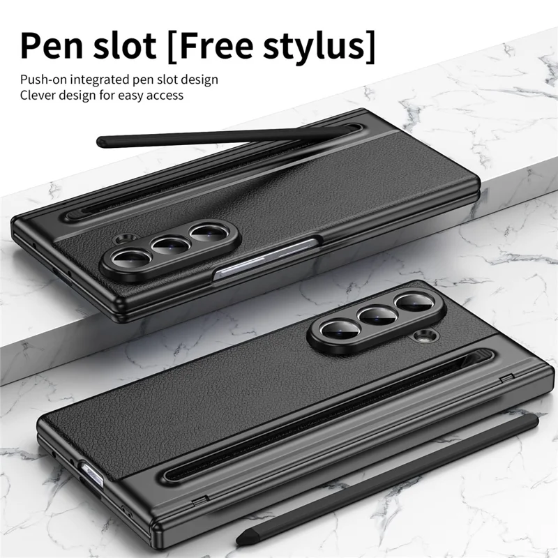 Cover per Samsung Galaxy Z Fold8 in pelle opaca con placcatura elettrolitica + cover in PC con pellicola schermo/stilo - Nero