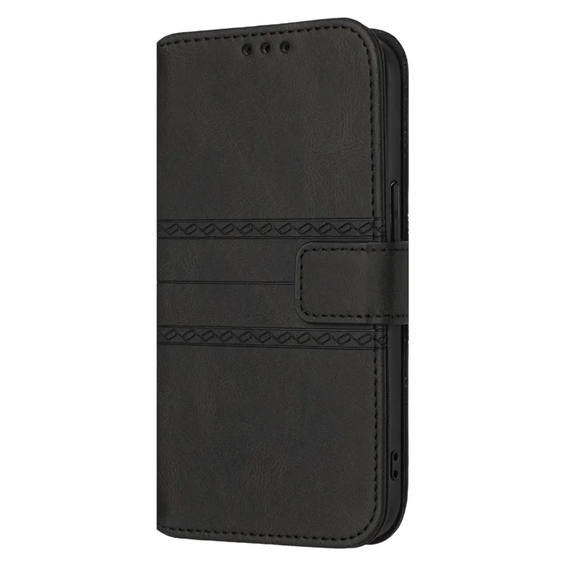Funda cartera para Samsung Galaxy A27, carcasa de cuero con diseño impreso y correa de mano - Negro