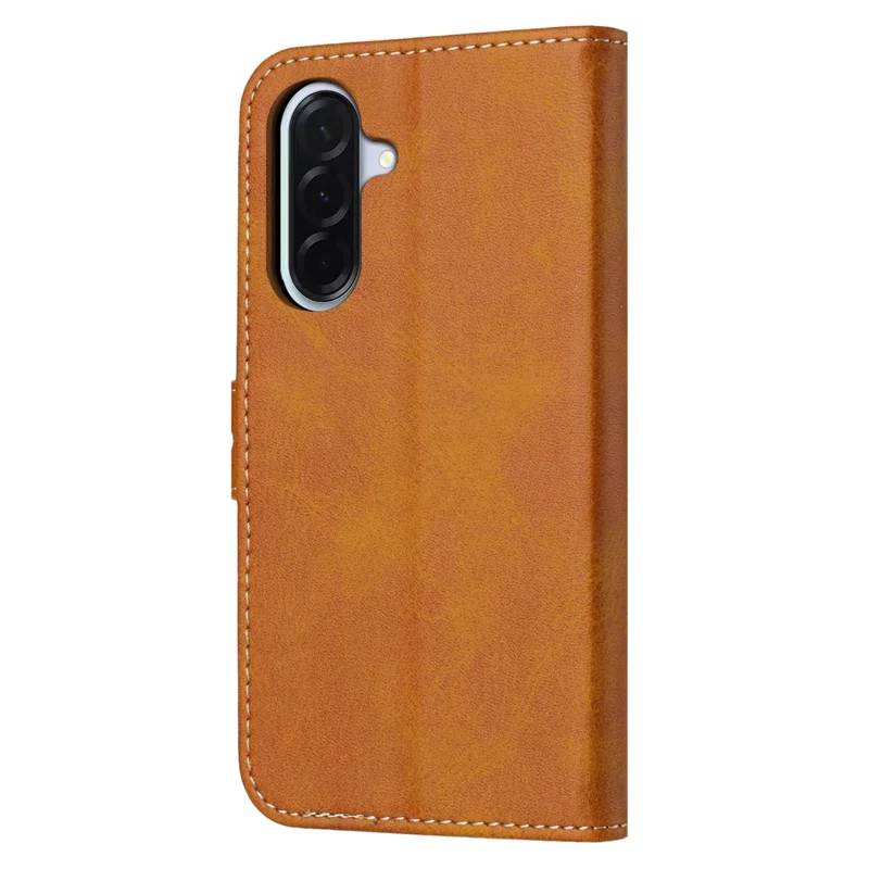 For Samsung Galaxy A27 Case Happy Cat Pattern Imprinted Leather Wallet Phone Cover - Yellow