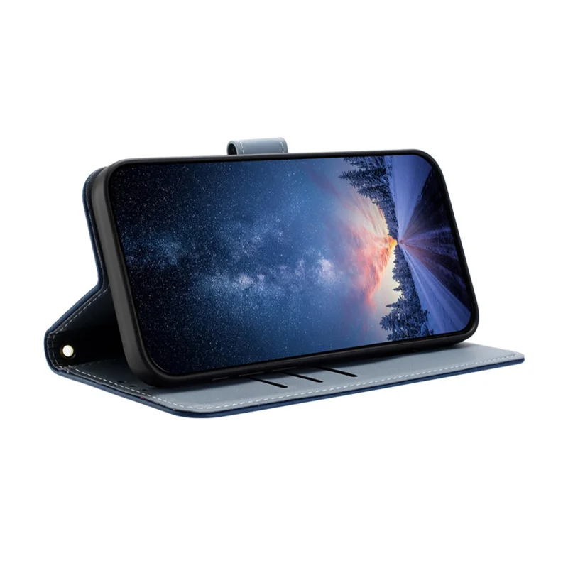 For Xiaomi Redmi Turbo 5 5G Case Bowknot Decor Wallet Leather Phone Cover with Wrist Strap / Shoulder Strap - Dark Blue