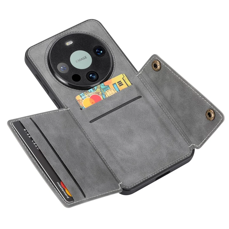 Capa para Huawei Mate 80 / 80 Pro Champion Edition com Slots para Cartões, Suporte, em Pele + TPU - Cinzento