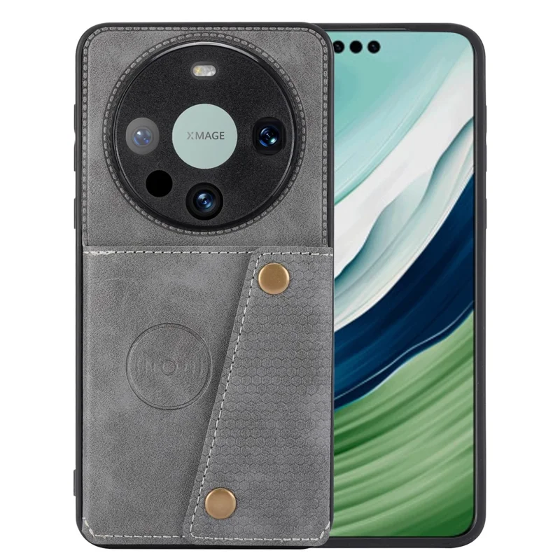 Capa para Huawei Mate 80 / 80 Pro Champion Edition com Slots para Cartões, Suporte, em Pele + TPU - Cinzento