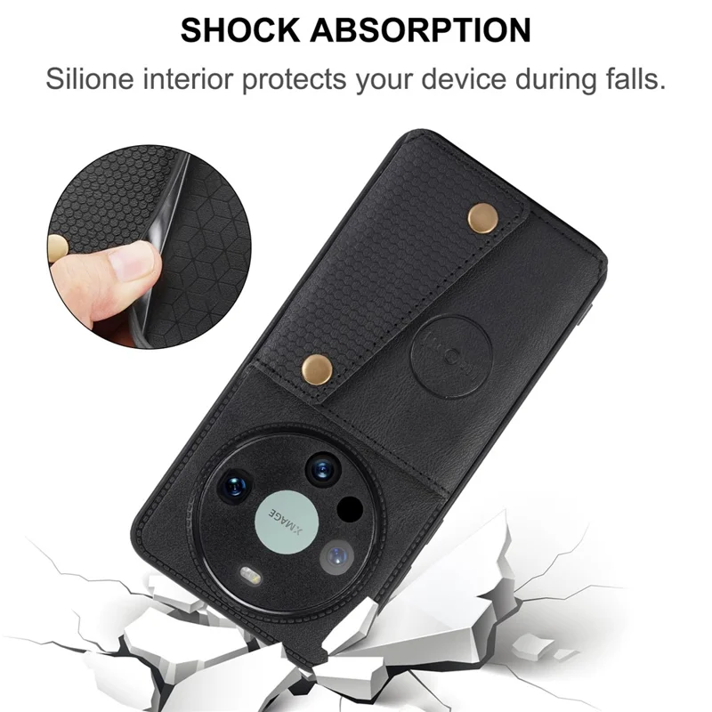 Capa para Huawei Mate 80 / 80 Pro Champion Edition com Slots para Cartões, Suporte, em Pele + TPU - Cinzento
