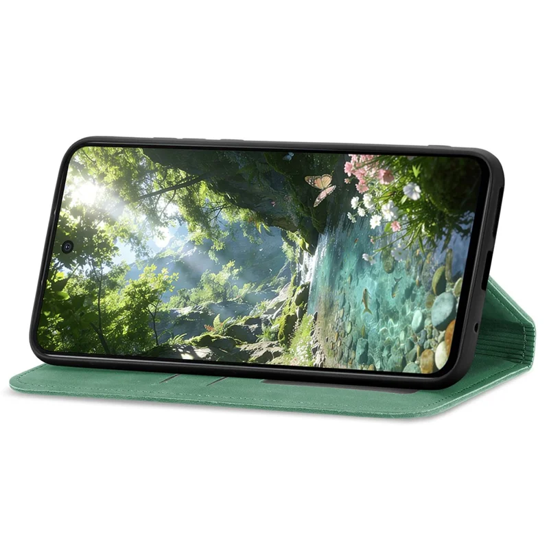 For Xiaomi Redmi A7 Pro 5G Leather Case with Card Holder Magnetic Absorption Phone Cover - Green