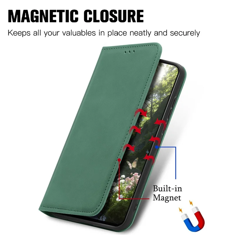 For Xiaomi Redmi A7 Pro 5G Leather Case with Card Holder Magnetic Absorption Phone Cover - Green