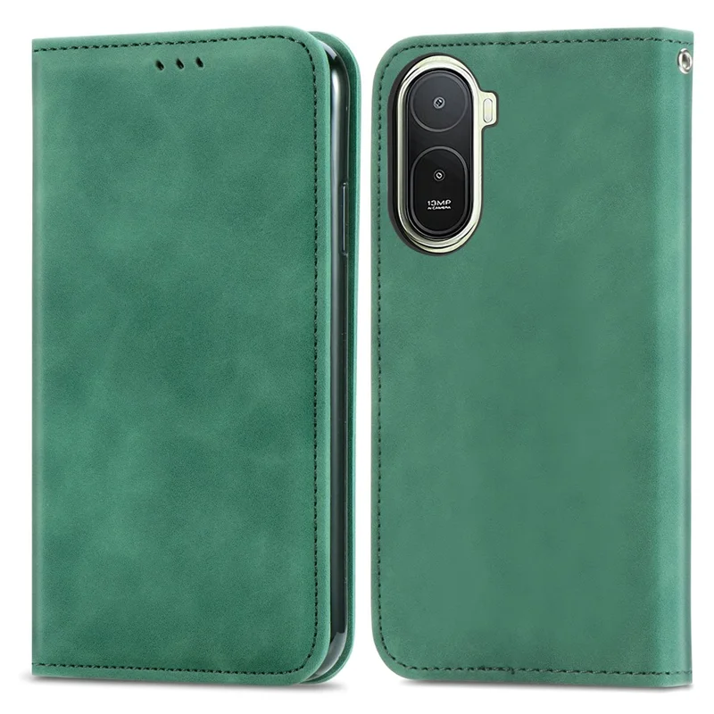 For Xiaomi Redmi A7 Pro 5G Leather Case with Card Holder Magnetic Absorption Phone Cover - Green