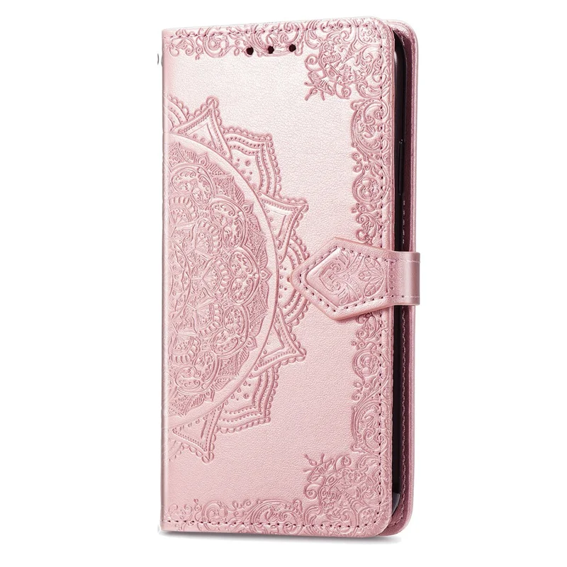 For Xiaomi Redmi A7 Pro 5G Wallet Case Mandala Flower Leather Phone Cover Stand - Rose Gold