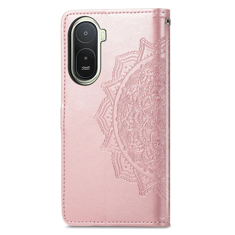 For Xiaomi Redmi A7 Pro 5G Wallet Case Mandala Flower Leather Phone Cover Stand - Rose Gold
