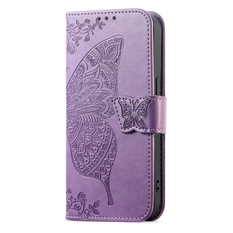 Funda para Xiaomi Redmi A7 Pro 5G con Correa, Diseño de Mariposa, Funda de Cuero PU Tipo Cartera - Morado Claro