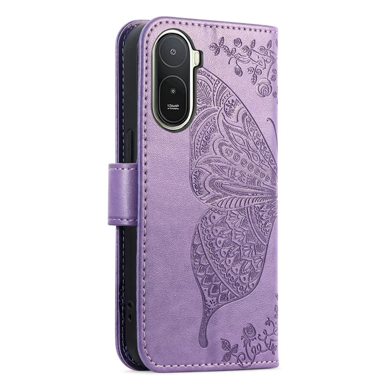 Funda para Xiaomi Redmi A7 Pro 5G con Correa, Diseño de Mariposa, Funda de Cuero PU Tipo Cartera - Morado Claro