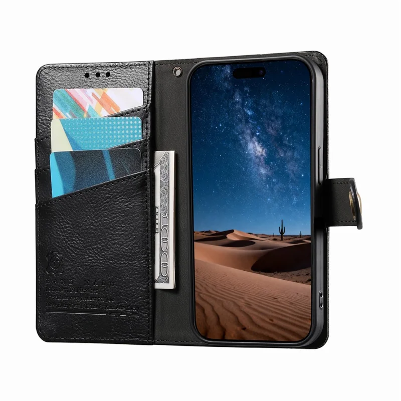 Fodral för Xiaomi Redmi A7 Pro 5G Färgstilad TPU PU-läder Vippskydd med handledsband - Svart