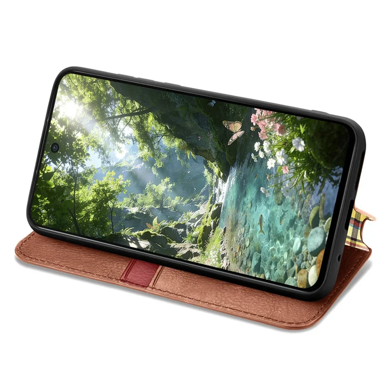 For Xiaomi Redmi A7 Pro 5G Case Rhombus Imprint PU Leather Wallet Phone Cover - Brown