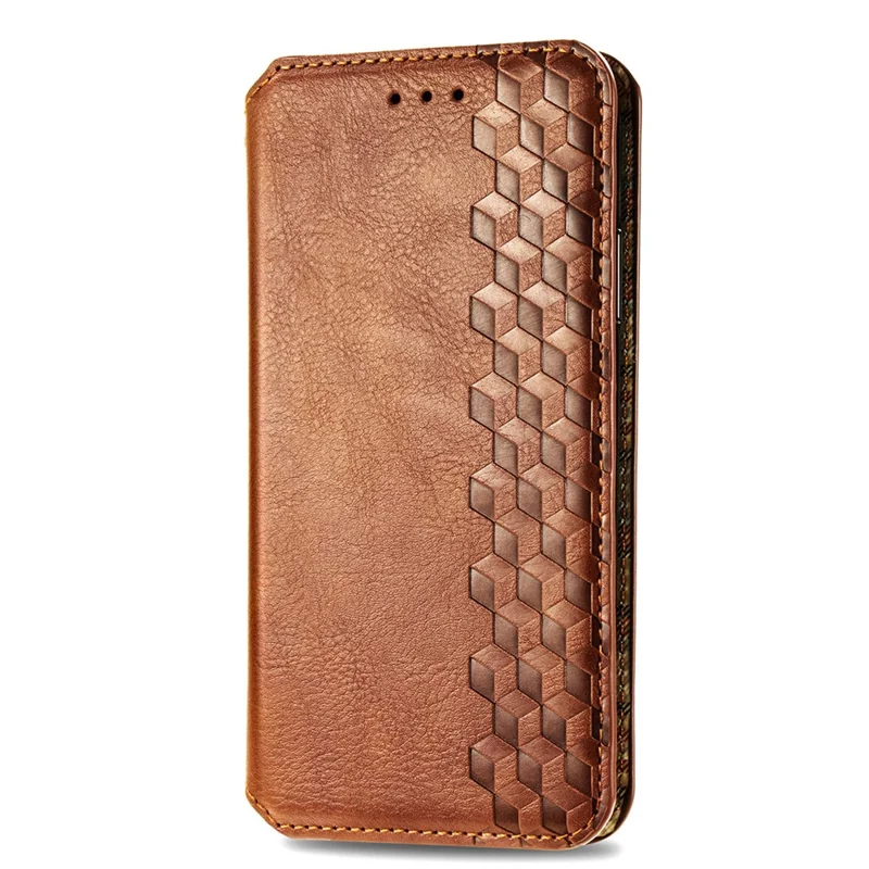 For Xiaomi Redmi A7 Pro 5G Case Rhombus Imprint PU Leather Wallet Phone Cover - Brown