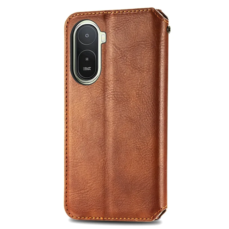 For Xiaomi Redmi A7 Pro 5G Case Rhombus Imprint PU Leather Wallet Phone Cover - Brown
