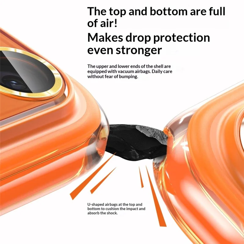 For iPhone 17 Pro Magnetic Case Airbag Anti-drop TPU + PC Phone Cover with Tempered Glass Screen Protector - Titanium Black