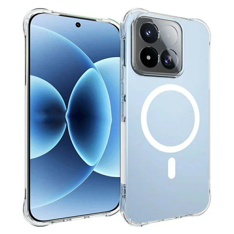Köp i stort format för Xiaomi 17 Max magnetisk hårddisk TPU Anti-drop telefonbakdäck - Transparent