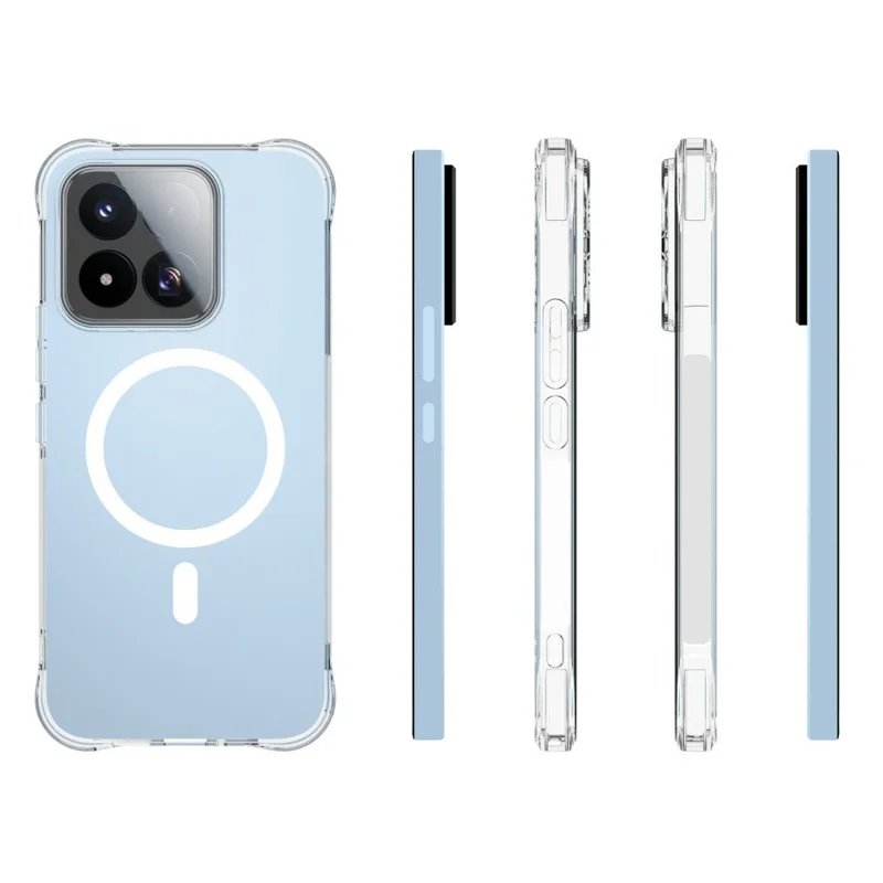 Köp i stort format för Xiaomi 17 Max magnetisk hårddisk TPU Anti-drop telefonbakdäck - Transparent