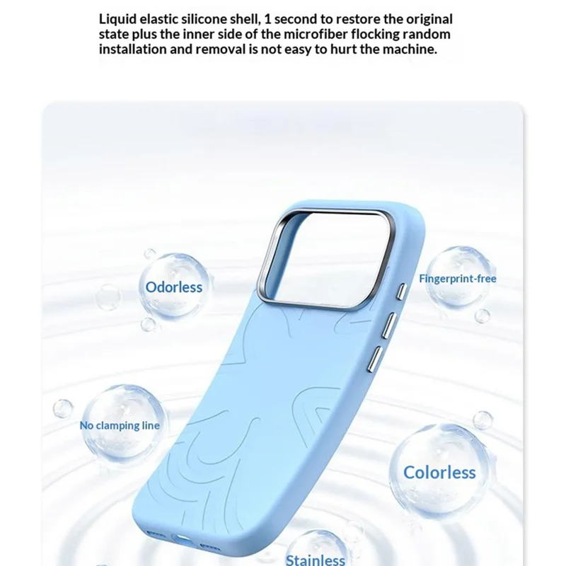 For iPhone 17 Pro Magnetic Case Flower Pattern Liquid Silicone Slim Shockproof Phone Cover - Baby Blue