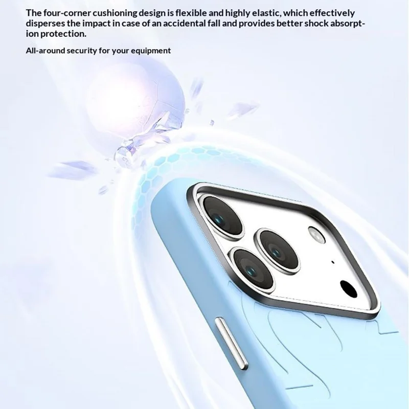 For iPhone 17 Pro Magnetic Case Flower Pattern Liquid Silicone Slim Shockproof Phone Cover - Baby Blue