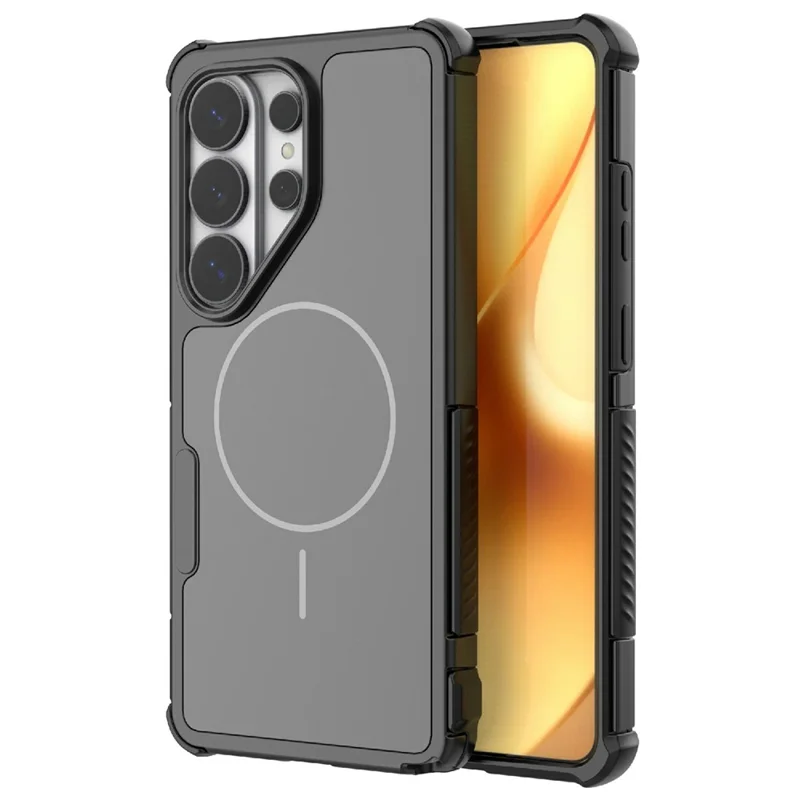 Für Samsung Galaxy S26 Ultra Magnetische Hülle Stoßfest Luftkissenschutz PC+TPU Handyhülle - Schwarz
