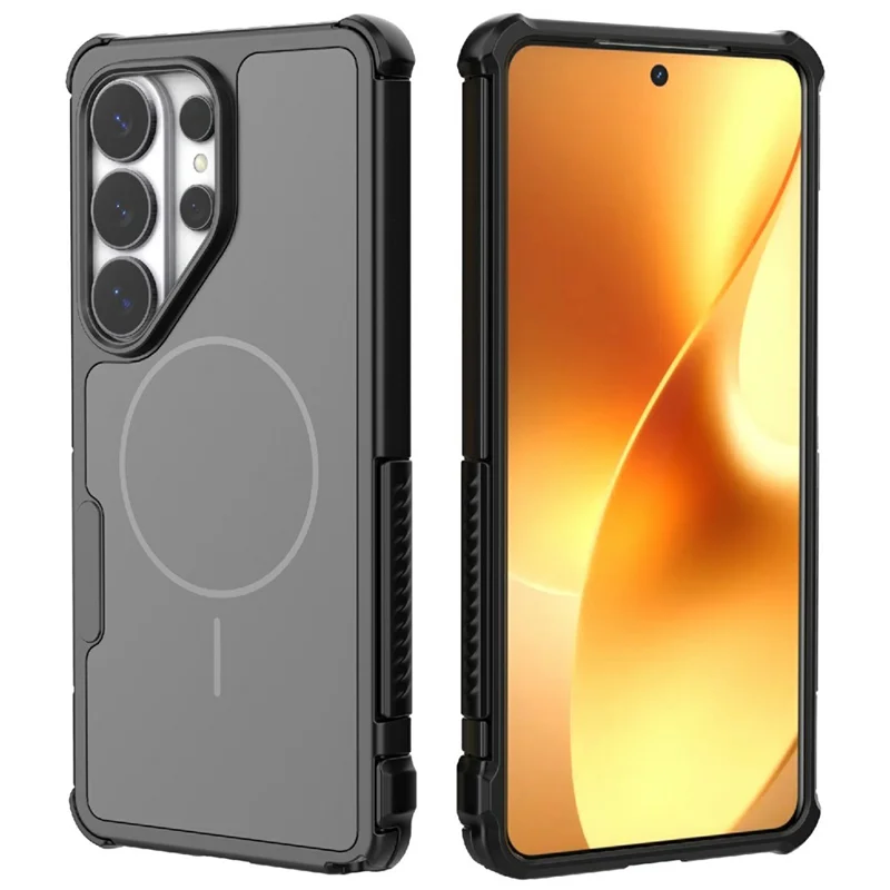 Für Samsung Galaxy S26 Ultra Magnetische Hülle Stoßfest Luftkissenschutz PC+TPU Handyhülle - Schwarz