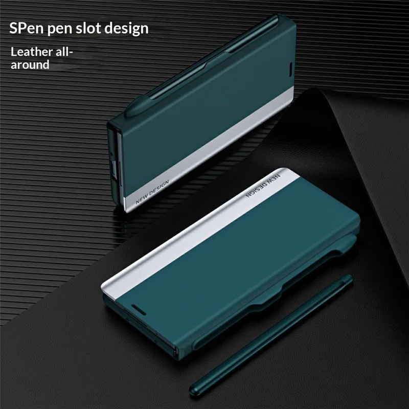 Til Samsung Galaxy Z Fold8 Taske Stålederet Telefonbeskyttelse med Pen Holder - Grøn