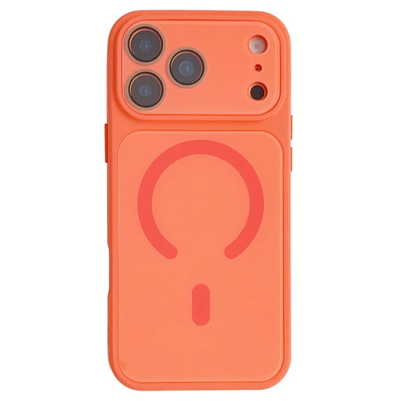 For iPhone 17 Pro Max Magnetic Case TPU Acrylic Tempered Glass Back Panel Protective Phone Cover - Orange