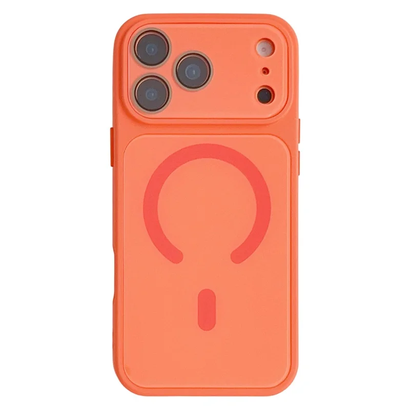 For iPhone 17 Pro Magnetic Case TPU Acrylic Tempered Glass Back Panel Protective Phone Cover - Orange