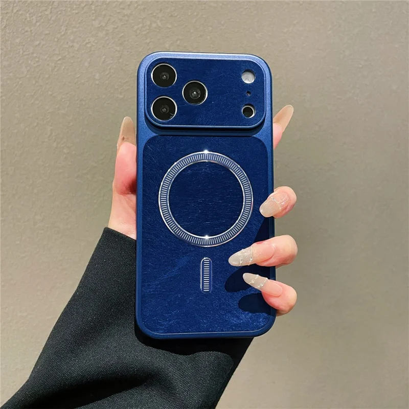 For iPhone 17 Pro Magnetic Case Matte PC + TPU Heat Dissipation Phone Cover with Tempered Glass Screen Protector - Blue
