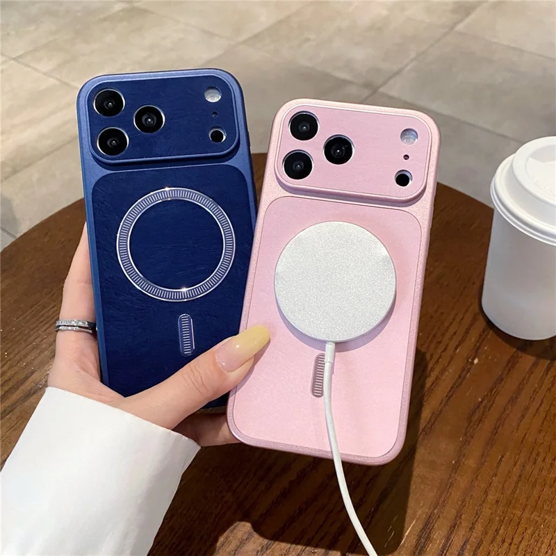 For iPhone 17 Pro Magnetic Case Matte PC + TPU Heat Dissipation Phone Cover with Tempered Glass Screen Protector - Blue