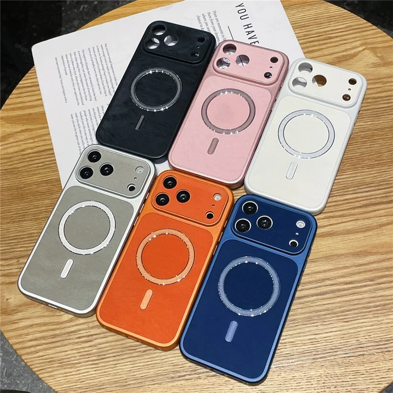For iPhone 17 Pro Max Magnetic Case Matte PC + TPU Heat Dissipation Phone Cover with Tempered Glass Screen Protector - Orange