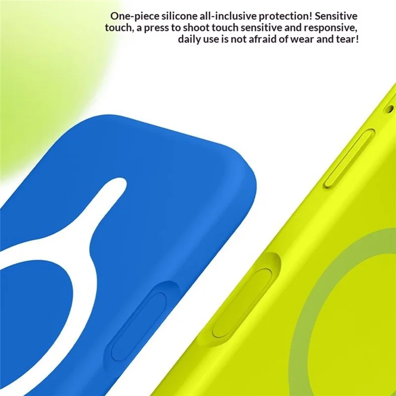 For iPhone 16 Pro Max Magnetic Case Liquid Silicone Anti Scratch Phone Cover with Tempered Glass Screen Protector - Mint Blue