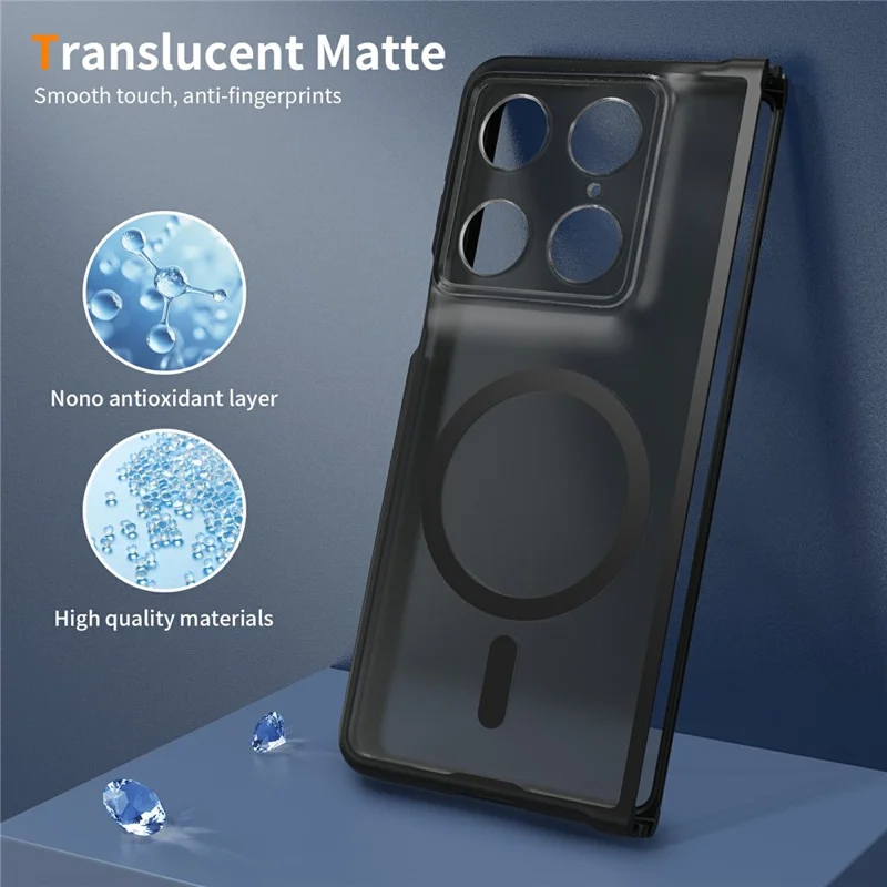 For Motorola Razr Fold 5G Magnetic Case TPU Frame Acrylic Back Phone Cover Skin Touch - Black
