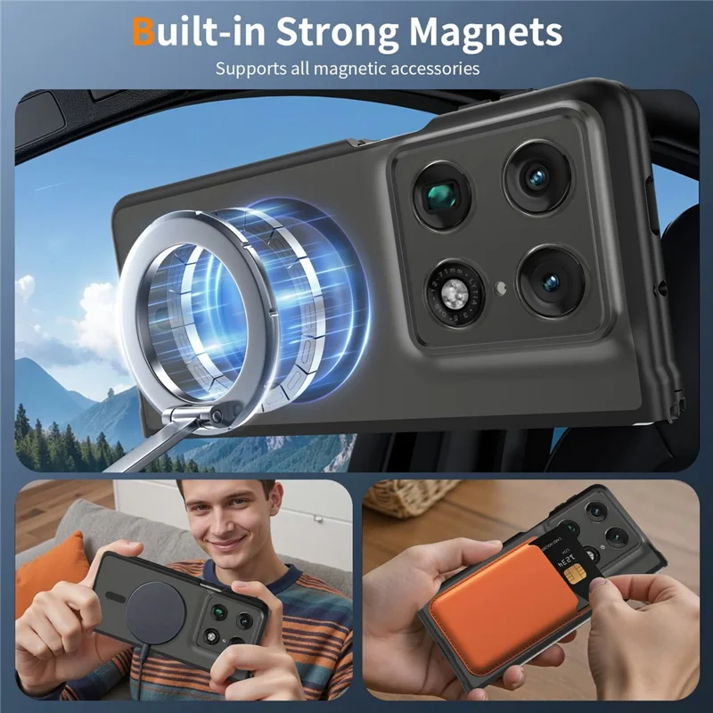 For Motorola Razr Fold 5G Magnetic Case TPU Frame Acrylic Back Phone Cover Skin Touch - Black