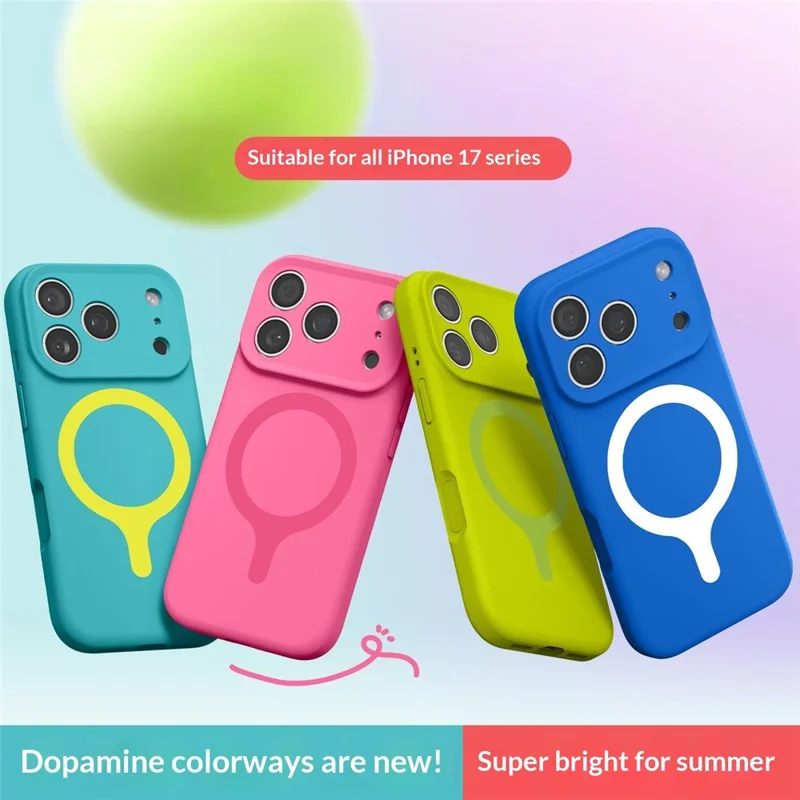 For iPhone 17 Pro Max Magnetic Case Liquid Silicone Anti Scratch Phone Cover with Tempered Glass Screen Protector - Mint Blue
