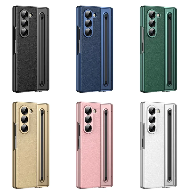 For Samsung Galaxy Z Fold6 5G Case Matte Electroplated Leather + PC Phone Cover with Screen Film / Stylus - Green