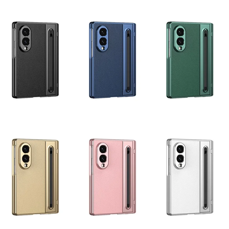 For Samsung Galaxy Z Fold8 Case Matte Electroplated Leather + PC Phone Cover with Screen Film / Stylus - Green