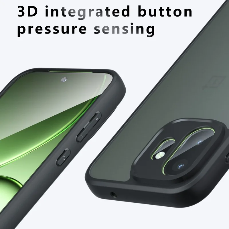 For OnePlus 15T 5G Case Skin-Touch TPU + PC Matte Phone Back Cover - Transparent Black