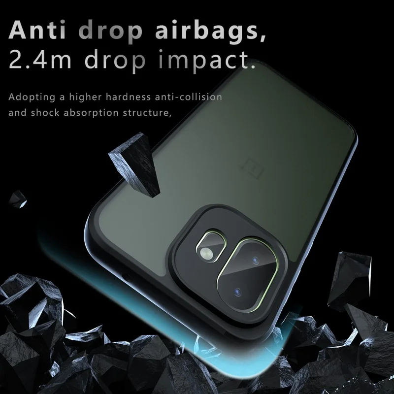 For OnePlus 15T 5G Case Skin-Touch TPU + PC Matte Phone Back Cover - Transparent Black