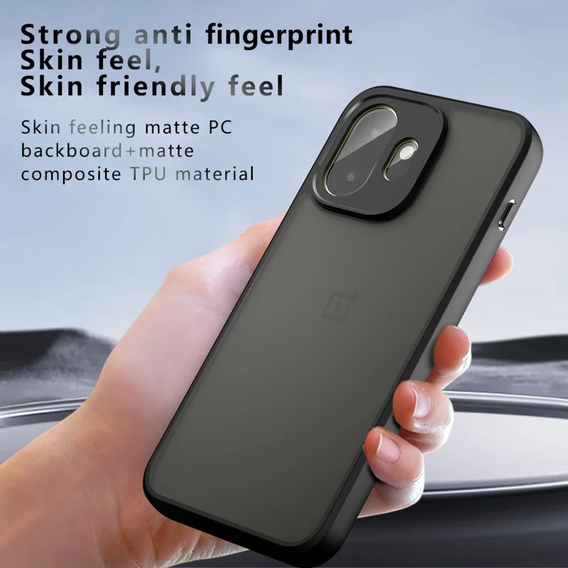 For OnePlus 15T 5G Case Skin-Touch TPU + PC Matte Phone Back Cover - Transparent Black