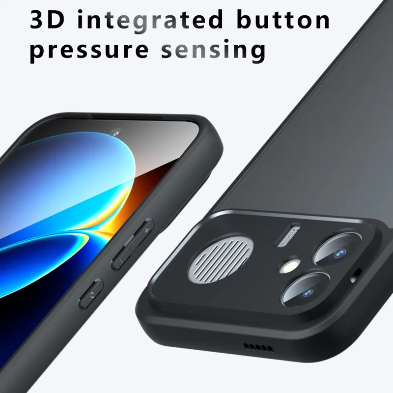 Cover per Xiaomi Redmi K90 Max 5G, Cover Posteriore Trasparente con Finitura Opaca TPU + PC al Tocco Morbido - Nero Trasparente