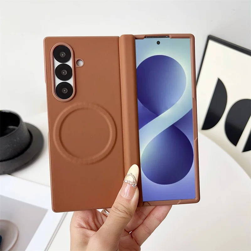 For Samsung Galaxy Z Fold8 Magnetisk Case PU Læder + PC Beskyttende Telefon Cover - Brun
