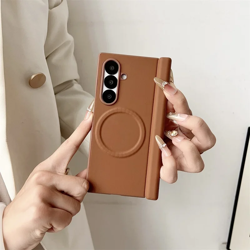 For Samsung Galaxy Z Fold8 Magnetisk Case PU Læder + PC Beskyttende Telefon Cover - Brun